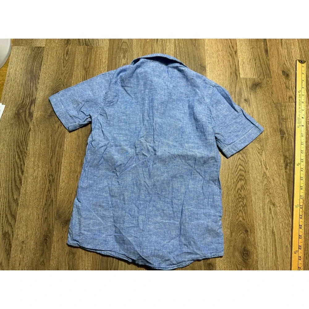 Old Navy Shirt Youth Boys Medium Blue Short Sleeve Button Up Shirt Pocket
